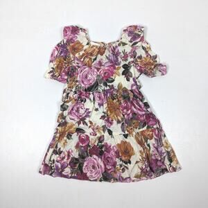 Vintage Buttercup Dress Girls Size 4-5T Pink Floral Rose Wallpaper Tea Party